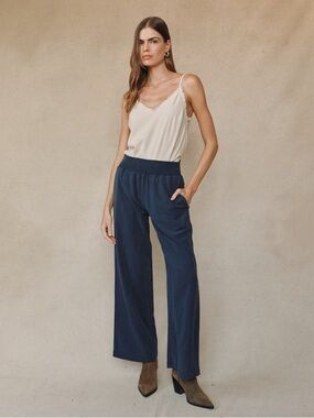 Bella Dahl Endless Sea Smocked Waist Wide Leg Pant Size Small